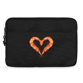 zwei Garnelen oder Shrimps in Herz Form gestaltet - Laptoptasche 13" - Schwarz - Vorne