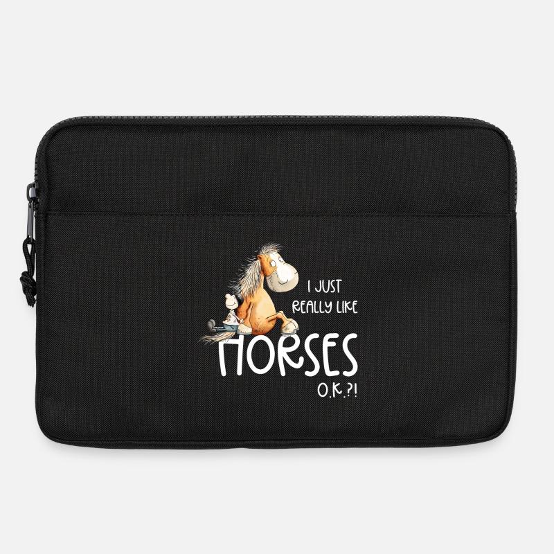 I Just Really Like Horses Pferde Cartoon Pferd - Laptoptasche 13" - Schwarz