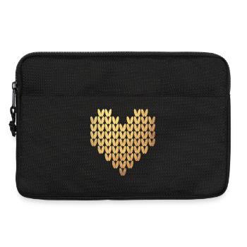 Heart Knitting Pattern Gold Exclusive Love Winter - Laptop bag 13" - black - Front