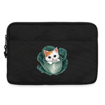 Kätzchen lugt aus Kohlblatt - Laptoptasche 13" - Schwarz - Vorne