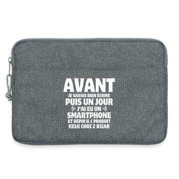 téléphone, sms, téléphone portable - Sacoche pour ordinateur portable 13 pouces - gris chiné - Devant