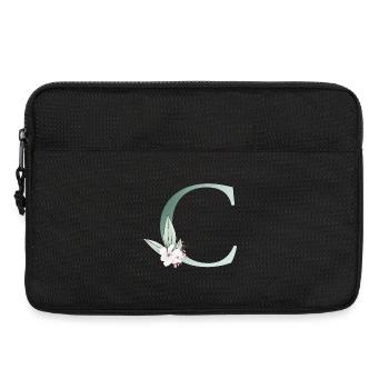 C Monogramme, Floral, Personnalisable - Sacoche pour ordinateur portable 13 pouces - noir - Devant