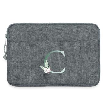 C Monogramme, Floral, Personnalisable - Sacoche pour ordinateur portable 13 pouces - gris chiné - Devant