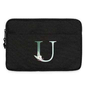 U Monogramm, Floral, personalisierbar - Laptoptasche 13" - Schwarz - Vorne