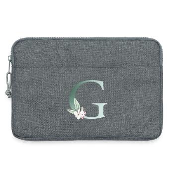 G Monogramm, Floral, personalisierbar - Laptoptasche 13" - Grau meliert - Vorne