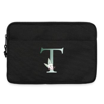 T Monogram, Floral, Personnalisable - Sacoche pour ordinateur portable 13 pouces - noir - Devant