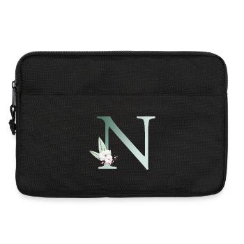 N Monogramme, Floral, Personnalisable - Sacoche pour ordinateur portable 13 pouces - noir - Devant