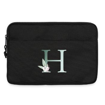 H Monogramm, Floral, personalisierbar - Laptoptasche 13" - Schwarz - Vorne