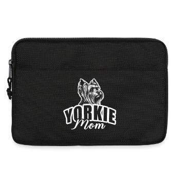 « Yorkie Mom » avec tête de chien - Sacoche pour ordinateur portable 13 pouces - noir - Devant