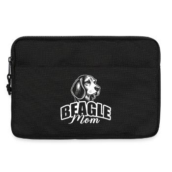 « Beagle Mom » avec tête de chien - Sacoche pour ordinateur portable 13 pouces - noir - Devant