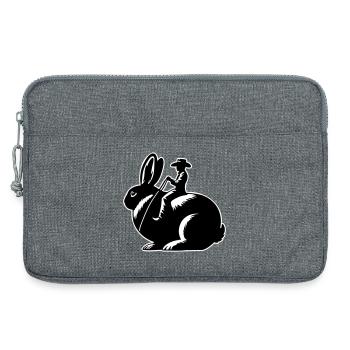 Rabbit Rider (only design - with outline, 3-Color) - Laptop bag 13" - heather grey - Front