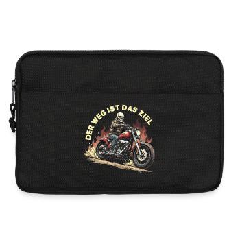 Totenkopf auf Motorrad mit Flammen - Laptoptasche 13" - Schwarz - Vorne