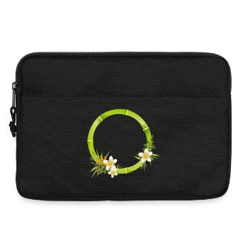 Cadre en bambou avec des feuilles et des fleurs tropicales - Sacoche pour ordinateur portable 13 pouces - noir - Devant