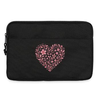 Filigree flower heart motif - Laptop bag 13" - black - Front