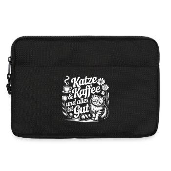 Katz und Kaffee Motiv für Katzenliebhaber - Laptoptasche 13" - Schwarz - Vorne