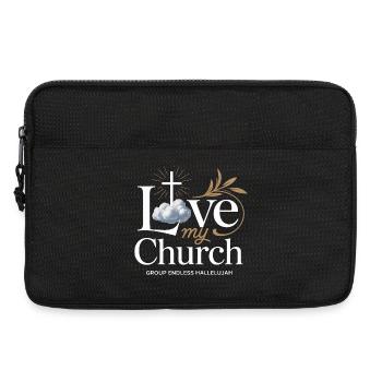 I Love My Church Cross Christian Streetwear - Laptoptasche 13" - Schwarz - Vorne