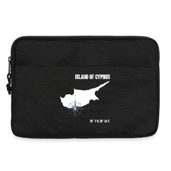 Contour de l’île de Chypre avec boussole et coordonnées - Sacoche pour ordinateur portable 13 pouces - noir - Devant