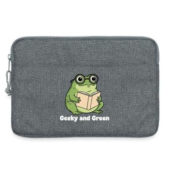 Lecture de grenouille verte geek - Sacoche pour ordinateur portable 13 pouces - gris chiné - Devant