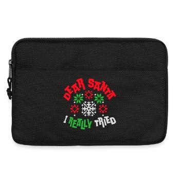 Cher Père Noël, j’ai vraiment essayé l’humour de Noël drôle - Sacoche pour ordinateur portable 13 pouces - noir - Devant