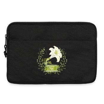 Lily Gramophone – Motif de musique florale en vert - Sacoche pour ordinateur portable 13 pouces - noir - Devant