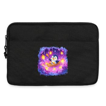 Glowing penguin in the cave boat - Laptop bag 13" - black - Front