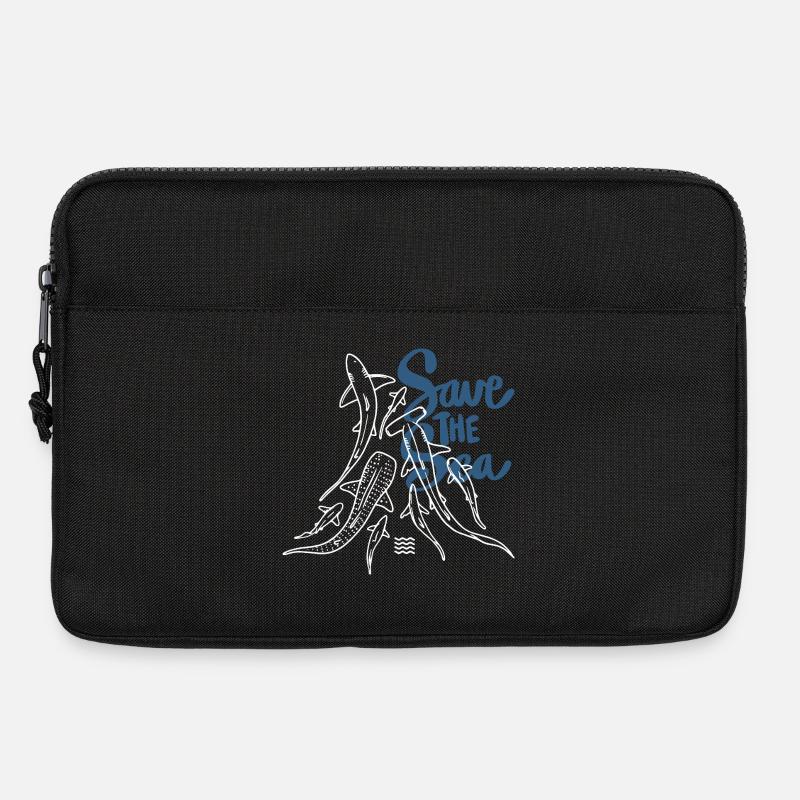 Save The Ocean Line Kunst - Laptoptasche 13" - Schwarz