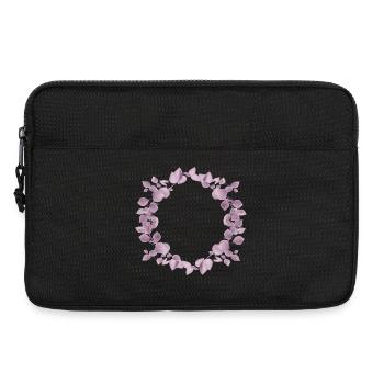 Delicate eucalyptus wreath in dusky pink illustration - Laptop bag 13" - black - Front