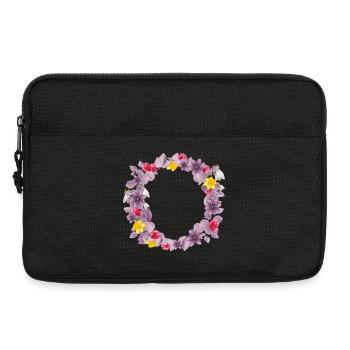 Altrosa Eukalyptuskranz mit zarten Frühlingsblüten - Laptoptasche 13" - Schwarz - Vorne