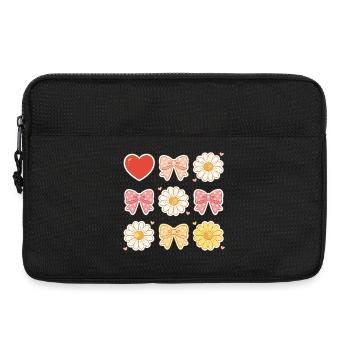 Pastel Daisy Bows Herzmuster - Laptoptasche 13" - Schwarz - Vorne
