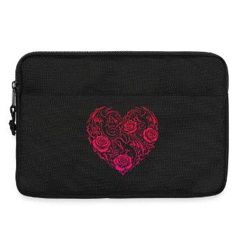 Cœur Romantique Dragon Roses et Amour - Sacoche pour ordinateur portable 13 pouces - noir - Devant