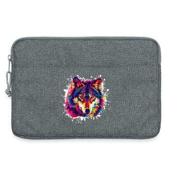 Animal de niveau Loup - Sacoche pour ordinateur portable 13 pouces - gris chiné - Devant