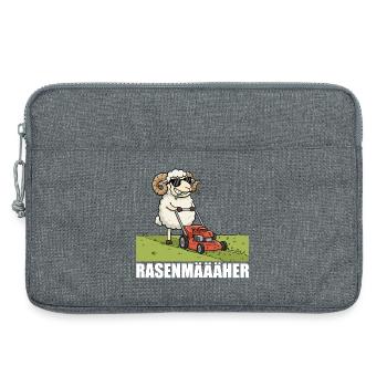 Lustiges Schaf mäht Rasen - Rasenmäher Gärtner - Laptoptasche 13" - Grau meliert - Vorne