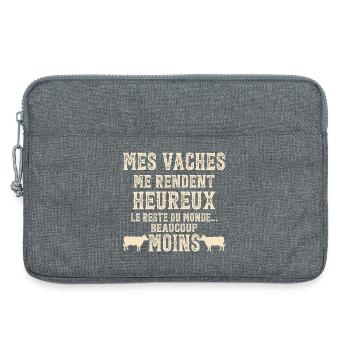 My cows make me happy Humour breeder - Laptop bag 13" - heather grey - Front
