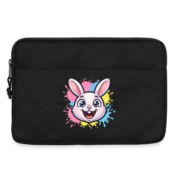 Happy Bunny Illustration with Paint Splashes - Laptop bag 13" - black - Front