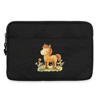 Pferd Blumen - Laptoptasche 13" - Schwarz - Vorne