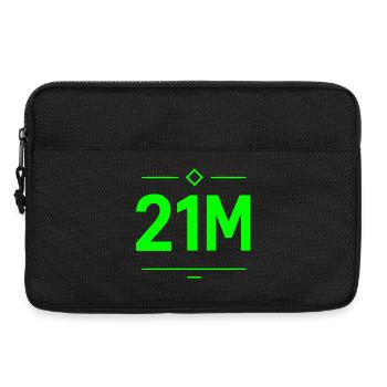 21M Bitcoin Schriftzug Neon Grün Motiv Limit - Laptoptasche 13" - Schwarz - Vorne