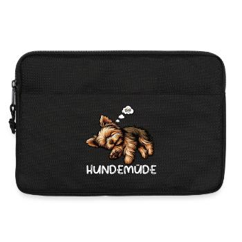 Hundemüde Yorkshire Terrier Yorkie Yorkiebesitzer  - Laptoptasche 13" - Schwarz - Vorne