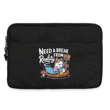 Ordinateur portable licorne pause au bureau Ordinateur drôle - Sacoche pour ordinateur portable 13 pouces - noir - Devant