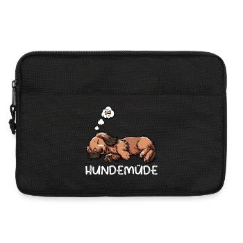Hundemüde Langhaardackel Dackel Dackelhalter  - Laptoptasche 13" - Schwarz - Vorne