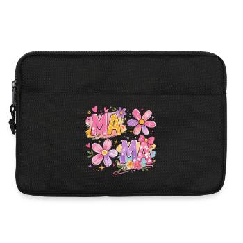 MAMA große Blumen und rosa Schleife | Retro-Stil - Laptoptasche 13" - Schwarz - Vorne