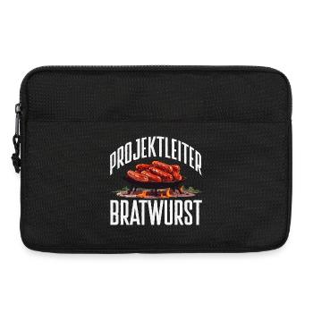 Grillmeister Geschenk Fleisch Wurst & Bier - Laptoptasche 13" - Schwarz - Vorne