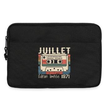 Cassette Rétro 1971 Cadeau Anniversaire Juillet 19 - Sacoche pour ordinateur portable 13 pouces - noir - Devant