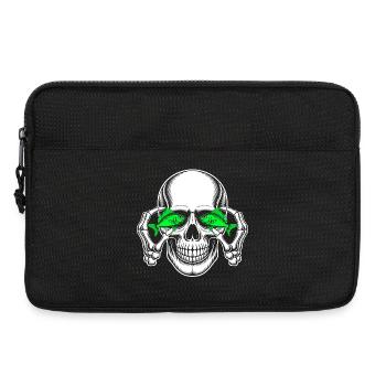 Crâne aux yeux de poisson verts - Sacoche pour ordinateur portable 13 pouces - noir - Devant