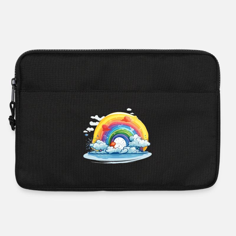 Regenbogen mit Wolken - Laptoptasche 13" - Schwarz