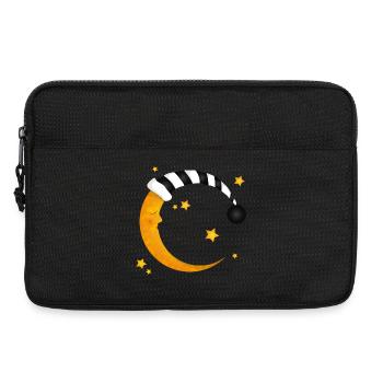 lune endormie avec un bonnet de couchage à rayures - Sacoche pour ordinateur portable 13 pouces - noir - Devant