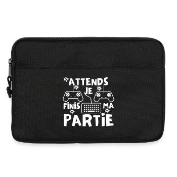 Attends je finis ma partie - Sacoche pour ordinateur portable 13 pouces - noir - Devant