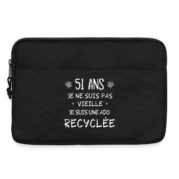 ado recyclée, anniversaire 51 ans, j'ai 51 ans - Sacoche pour ordinateur portable 13 pouces - noir - Devant