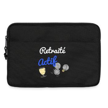 Cadeau humour retraité actif homme ou femme - Sacoche pour ordinateur portable 13 pouces - noir - Devant
