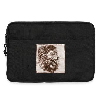 Löwenkopf Profil – majestätische Löwenzeichnung - Laptoptasche 13" - Schwarz - Vorne
