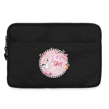 Flamingo with baby and baby utensils in pink - Laptop bag 13" - black - Front